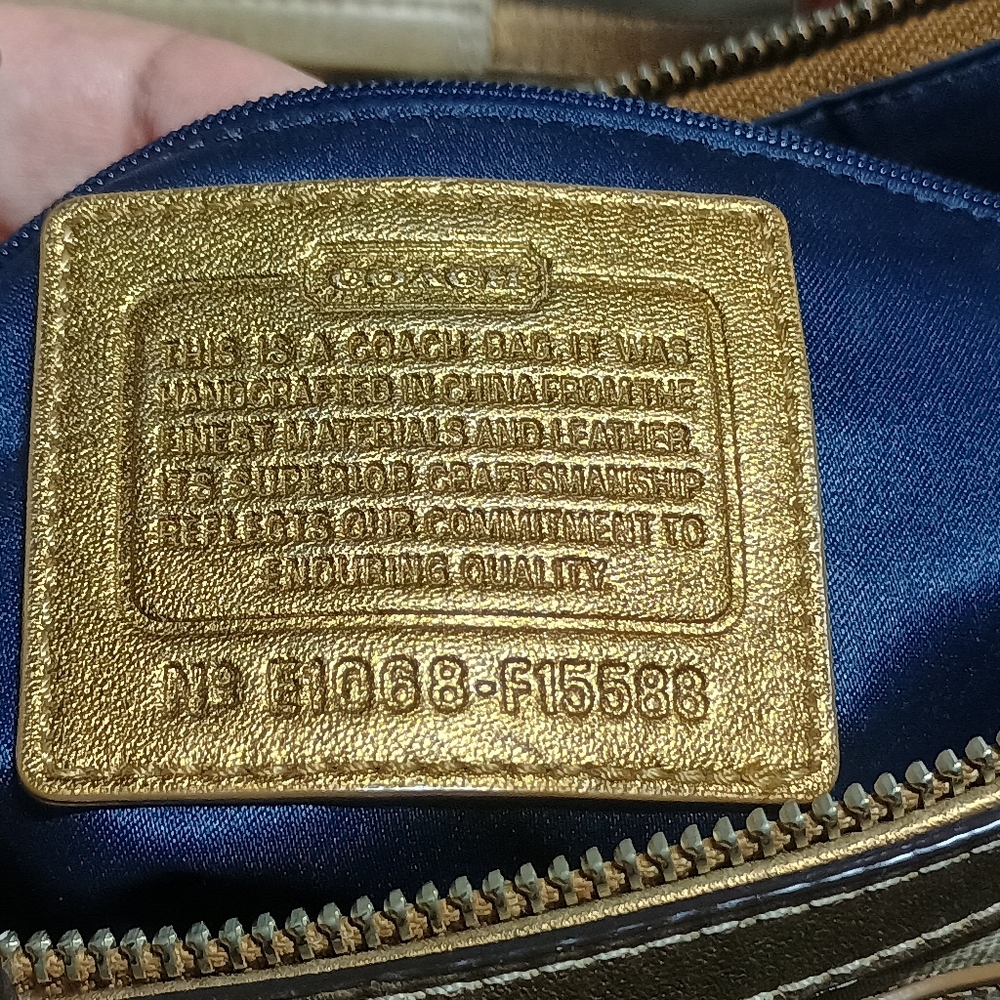 Coach Signature Stripe Leather Tote - Picture 4 of 5